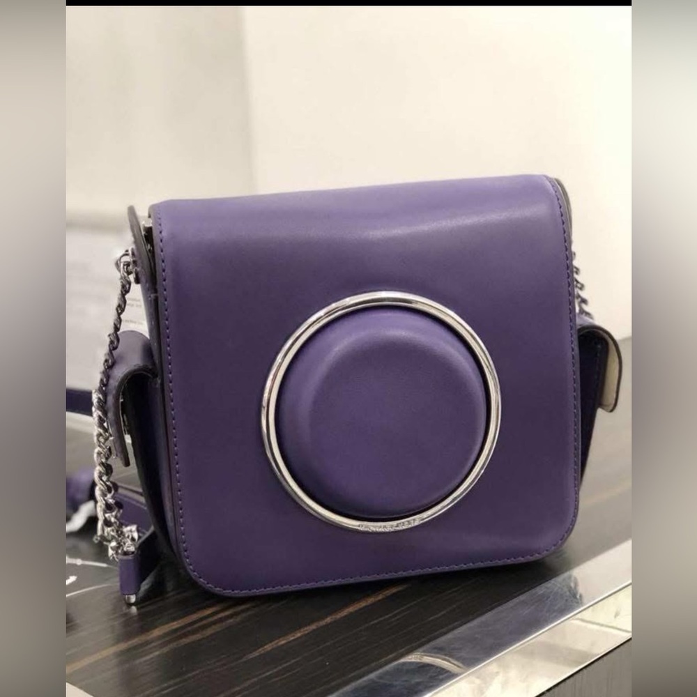 Micheal Kors scout collection molded camera purple Leather Crossbody Bag